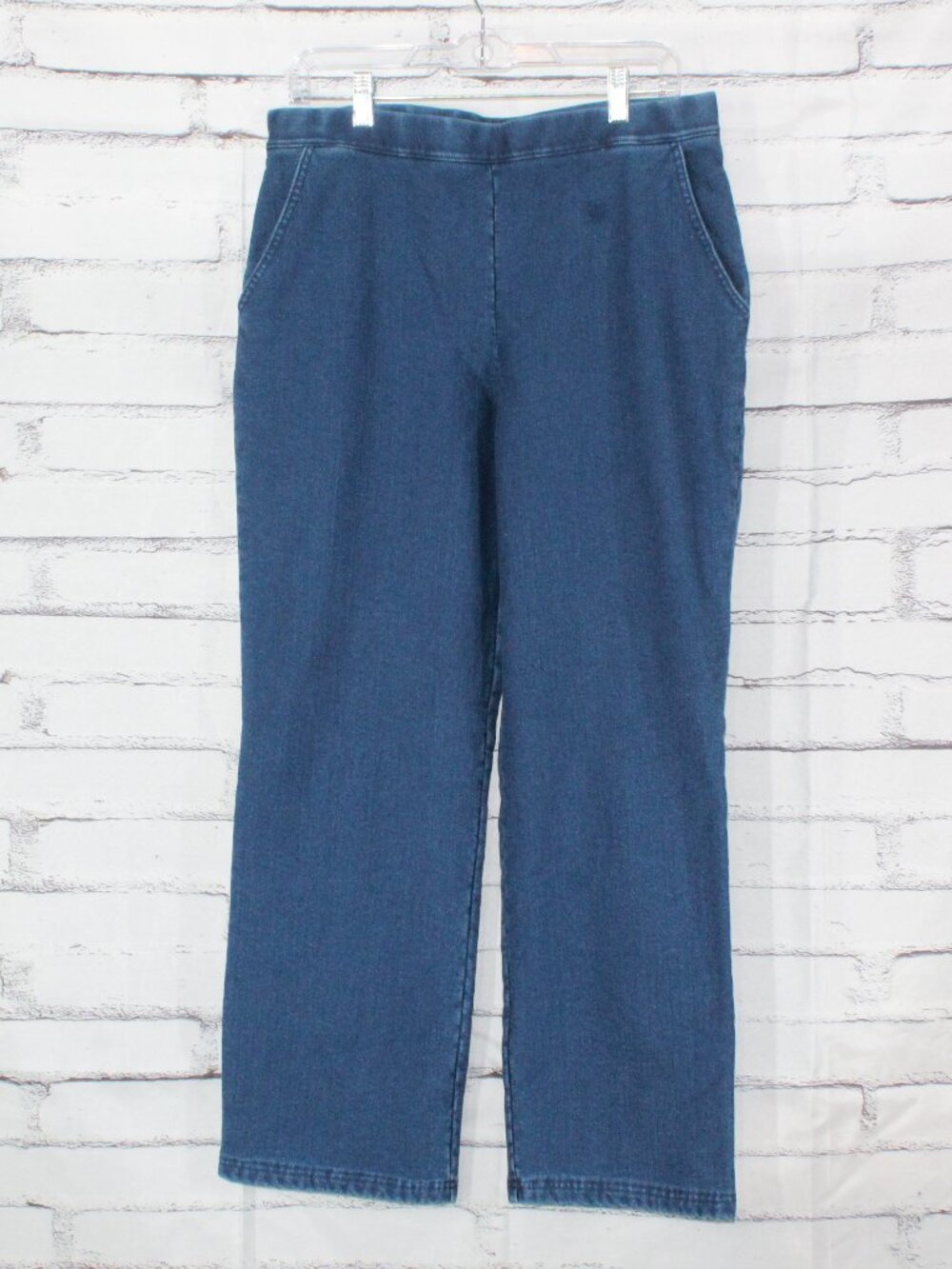 LL Bean Perfect Fit Fleece Backed Straight Leg Pants Indigo M Pet Stretch